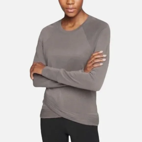 Athleta Sweatshirt Womens Lg Tall Silver Gray Serenity Criss Cross Athleisure - Picture 3 of 11
